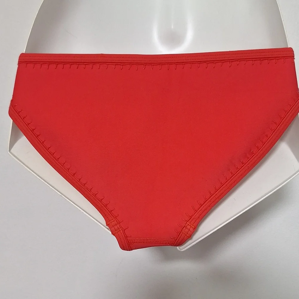 triangl swimwear Coral Red Triangle Bikini Set with Matching Neoprene Bag